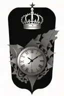 clock crown diamond  tattoo design idea