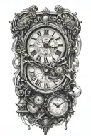 broken clock with time running away tattoo design idea