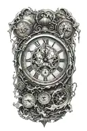 broken clock with time running away tattoo design idea