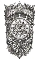 clock crown diamond  tattoo design idea