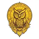 sun shining with an owl tattoo design idea