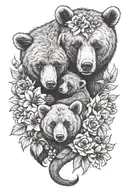 mama bear baby bears flowers intertwined tattoo design idea