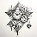 Create a clock mechanism intertwined with a diamond tattoo design idea
