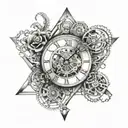 Create a clock mechanism intertwined with a diamond tattoo design idea