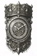 clock crown diamond  tattoo design idea