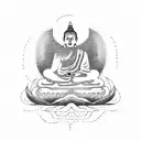 Buddha on a beach tattoo design idea