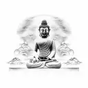 Buddha on a beach tattoo design idea