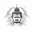 Buddha on a beach tattoo design idea