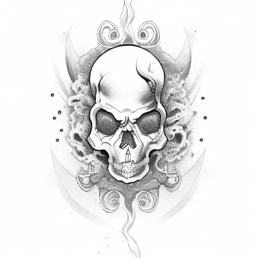 ondas surf caveira tattoo design idea