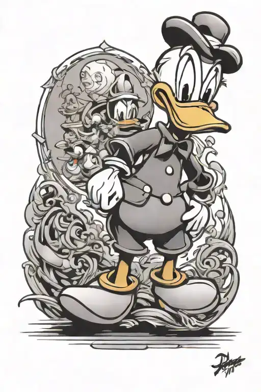 Donald Duck cartoon tattoo design idea