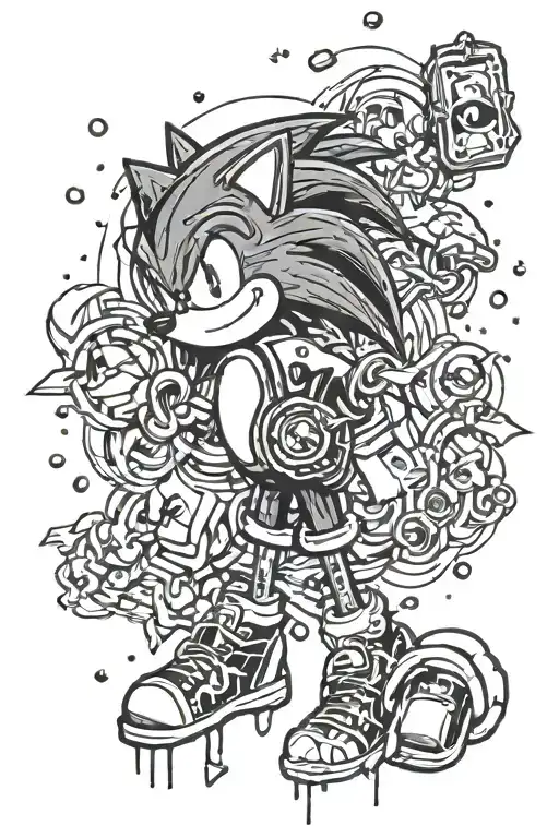sonic and cash raining tattoo design idea