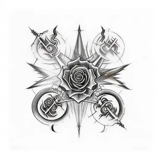 nine gates of hell by Dante in a rose tattoo design idea