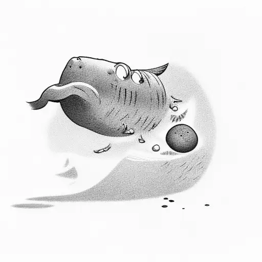 dad with kid throwing pebble into water tattoo design idea