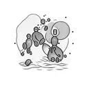 dad with kid throwing pebble into water tattoo design idea