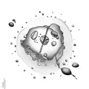 dad with kid throwing pebble into water tattoo design idea