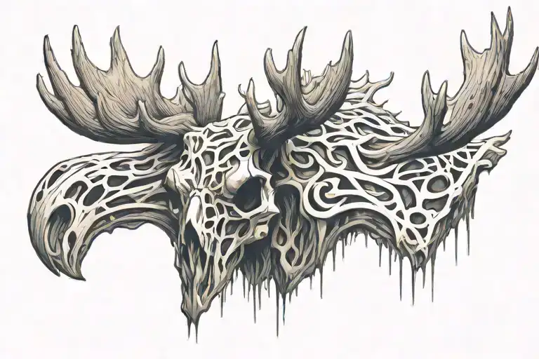 Evil Moose Skull Mysterious tattoo design idea
