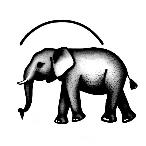 elephant with travel and Scarlett ibis tattoo design idea