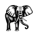 elephant with travel and Scarlett ibis tattoo design idea