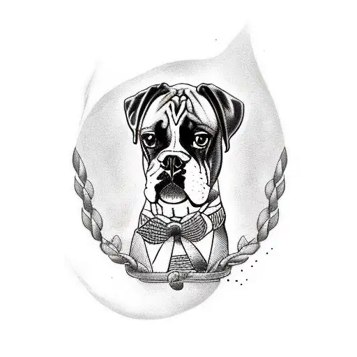 boxer (dog), memento mori, nihilism tattoo design idea