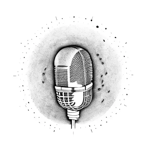 A microphone embedded in a geode tattoo design idea