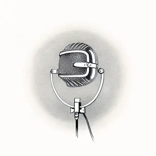 A sketch-style tattoo of a vintage microphone with musical symbols integrated into the design tattoo design idea
