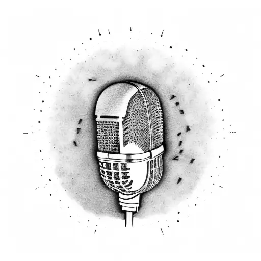 A microphone embedded in a geode tattoo design idea