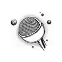 A microphone embedded in a geode tattoo design idea
