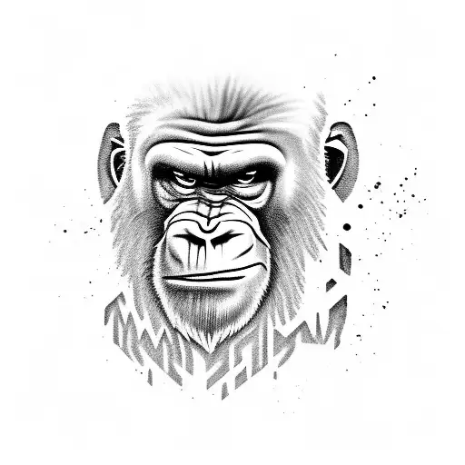 ape with angry face  tattoo design idea