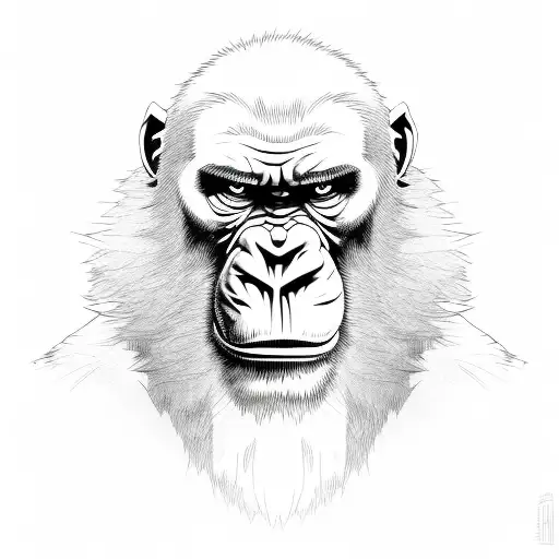 ape with angry face  tattoo design idea