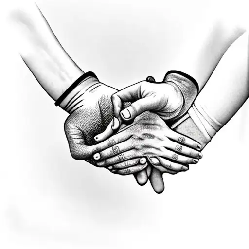 parents holding childs hands tattoo design idea