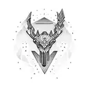 A dumbbell morphed into a mythical weapon tattoo design idea