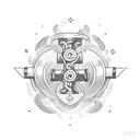 A dumbbell morphed into a mythical weapon tattoo design idea