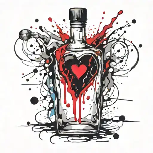 Molotov cocktail with heart inside tattoo design idea