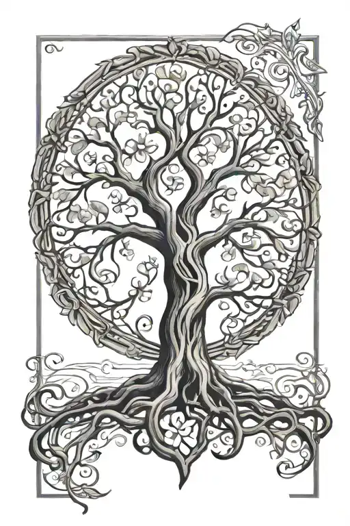 family tree using wedding bands like nirvana tattoo design idea