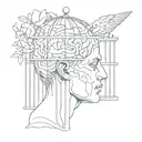 human brain in a bird cage tattoo design idea