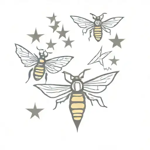 hornet, Star, and buckaroo tattoo design idea