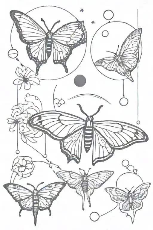 luna moth and moon phases simple tattoo tattoo design idea