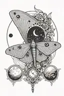 Luna moth and moon phases tattoo tattoo design idea