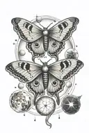 Luna moth and moon phases tattoo tattoo design idea