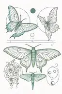 luna moth and moon phases tattoo design idea