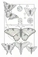 luna moth and moon phases tattoo design idea