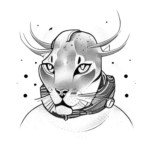 A silhouette of a person traveling with a backpack and surrounded by animals tattoo design idea