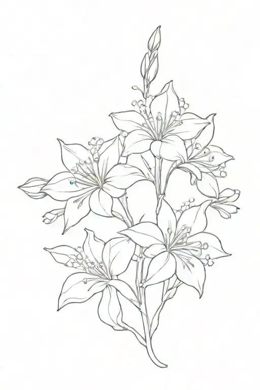 delphinium flower and Myosotis flower tattoo design tattoo design idea