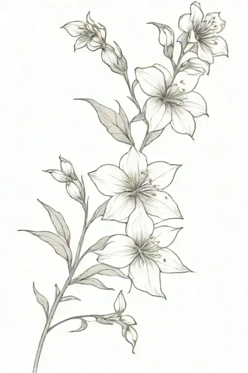 delphinium flower and Myosotis flower  tattoo tattoo design idea