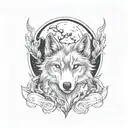 wolf moon tattoo design idea