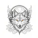 wolf moon tattoo design idea