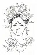 Face of Medusa, Darwin's tree of life, cactus and its flowers, black and white simple design tattoo design idea