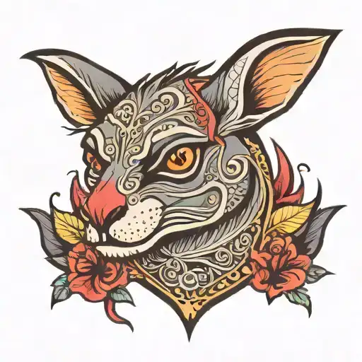 vampire kangaroo colorful tattoo design idea