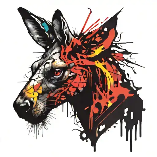 vampire kangaroo colorful tattoo design idea