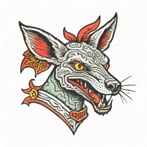 vampire kangaroo colorful tattoo design idea